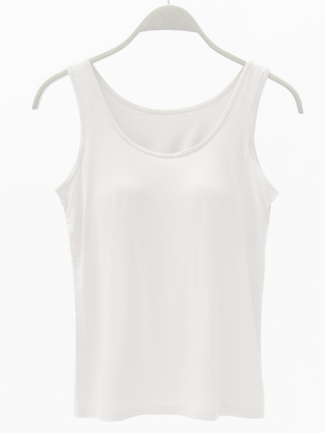 White Smoke Full Size Wide Strap Modal Tank with Bra Sentient Beauty Fashions Apparel &amp; Accessories