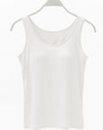 White Smoke Full Size Wide Strap Modal Tank with Bra Sentient Beauty Fashions Apparel & Accessories