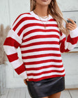 Striped Round Neck Long Sleeve Sweater