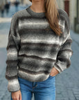 Gradient Round Neck Dropped Shoulder Sweater