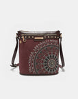 Nicole Lee USA Metallic Stitching Embroidery Inlaid Rhinestone Crossbody Bag