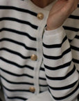 Striped Button Down Long Sleeve Cardigan