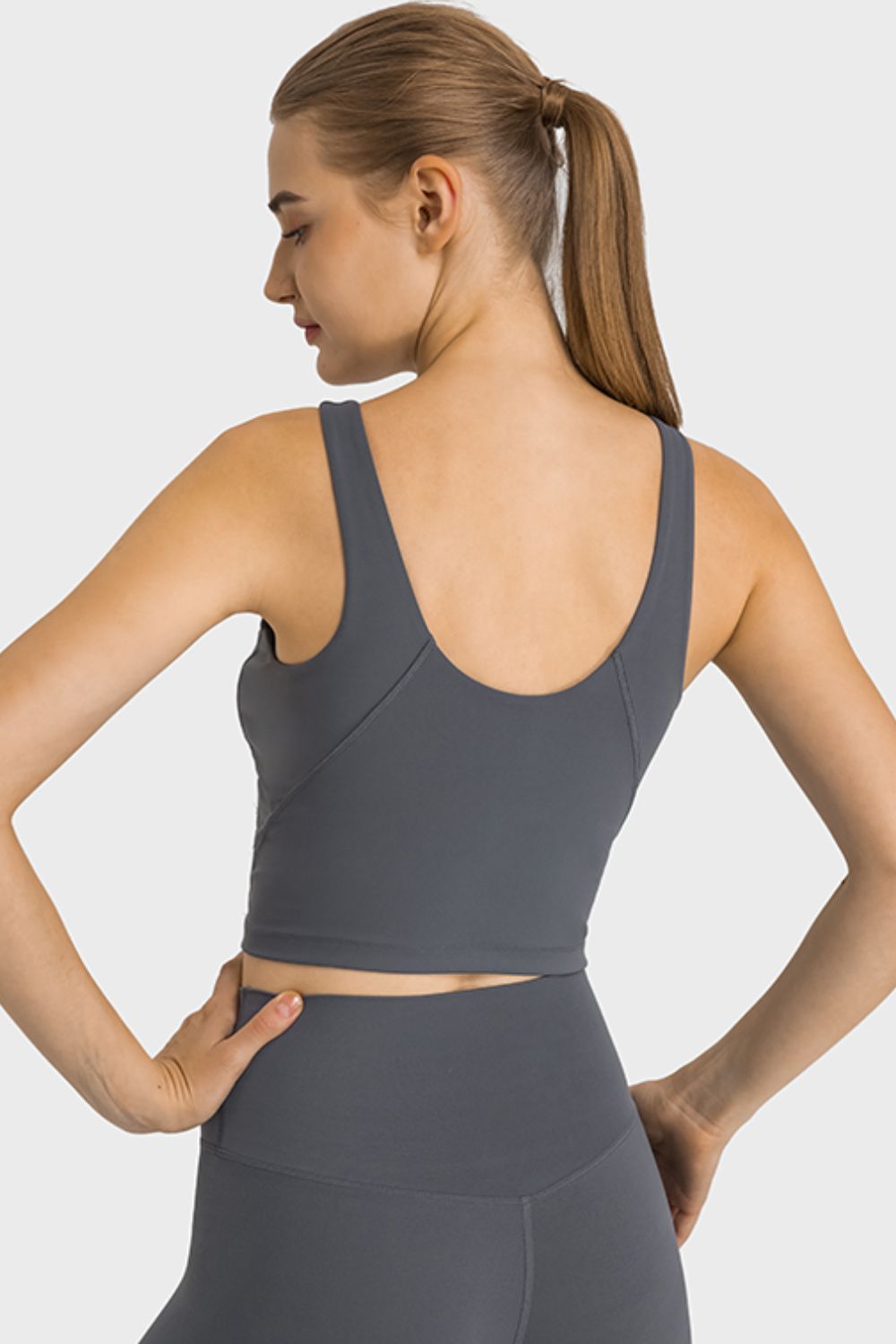 Dark Slate Gray Feel Like Skin Highly Stretchy Cropped Sports Tank Sentient Beauty Fashions Apaparel &amp; Accessories