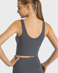 Dark Slate Gray Feel Like Skin Highly Stretchy Cropped Sports Tank Sentient Beauty Fashions Apaparel & Accessories