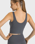 Dark Slate Gray Feel Like Skin Highly Stretchy Cropped Sports Tank