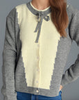 Contrast Button Down Long Sleeve Cardigan