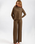 Basic Bae Mock Neck Long Sleeve Top and Pants Sweater Set