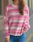 Gradient Round Neck Dropped Shoulder Sweater