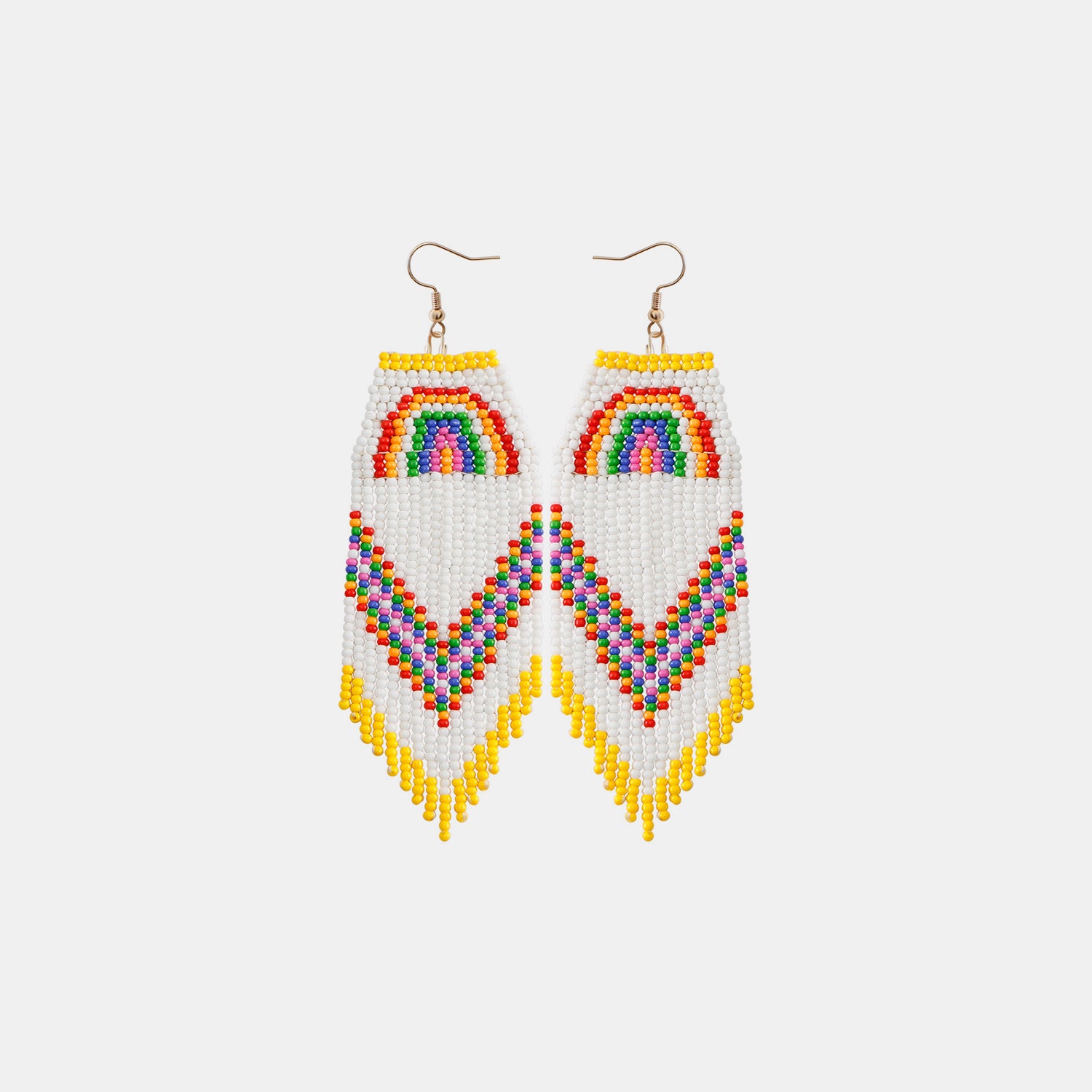 Rainbow Rice Bead Dangle Earrings
