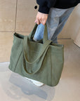 Corduroy Solid Large Tote Bag