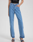 Slit Straight Leg Jeans with Pockets