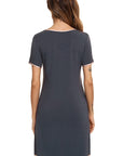 Contrast Trim Pocketed Round Neck Lounge Dress