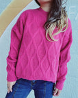 Diamond Round Neck Long Sleeve Sweater