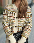 Graphic Button Down Long Sleeve Cardigan