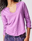 Exposed Seam Notched Long Sleeve T-Shirt