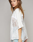 POL Round Neck Short Sleeve Lace Top