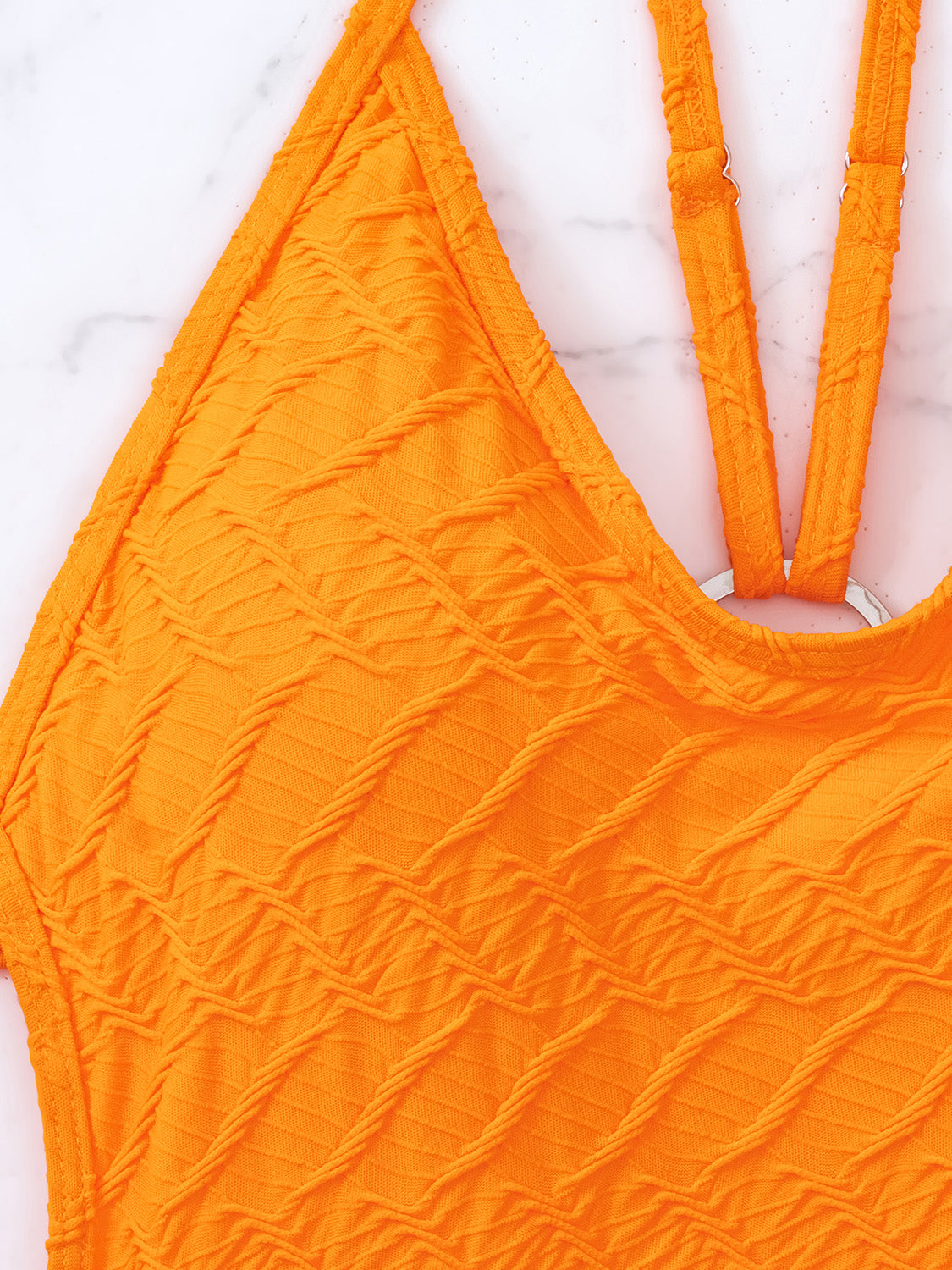 Dark Orange Backless Spaghetti Strap One-Piece Swimwear Sentient Beauty Fashions Apaparel &amp; Accessories