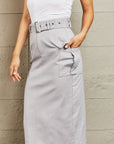 Gray HYFVE Professional Poise Buckled Midi Skirt