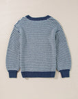 Striped Boat Neck Long Sleeve Sweater