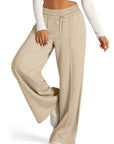 Drawstring Elastic Waist Wide Leg Pants