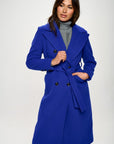 Coalition LA Double-Breasted Longline Coat with Belt