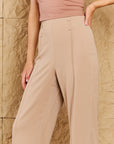 Tan HYFVE Pretty Pleased High Waist Pintuck Straight Leg Pants in Camel