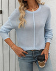 Mandy Round Neck Dropped Shoulder Knit Top