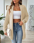 Gray Open Front Long Sleeve Cardigan