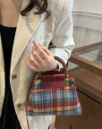 Contrast Plaid Trapezoid Shape Crossbody Bag