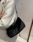 Faux Fur Removable Strap Shoulder Bag