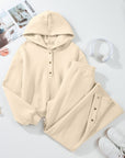 Half Snap Long Sleeve Hooded Top and Pants Set