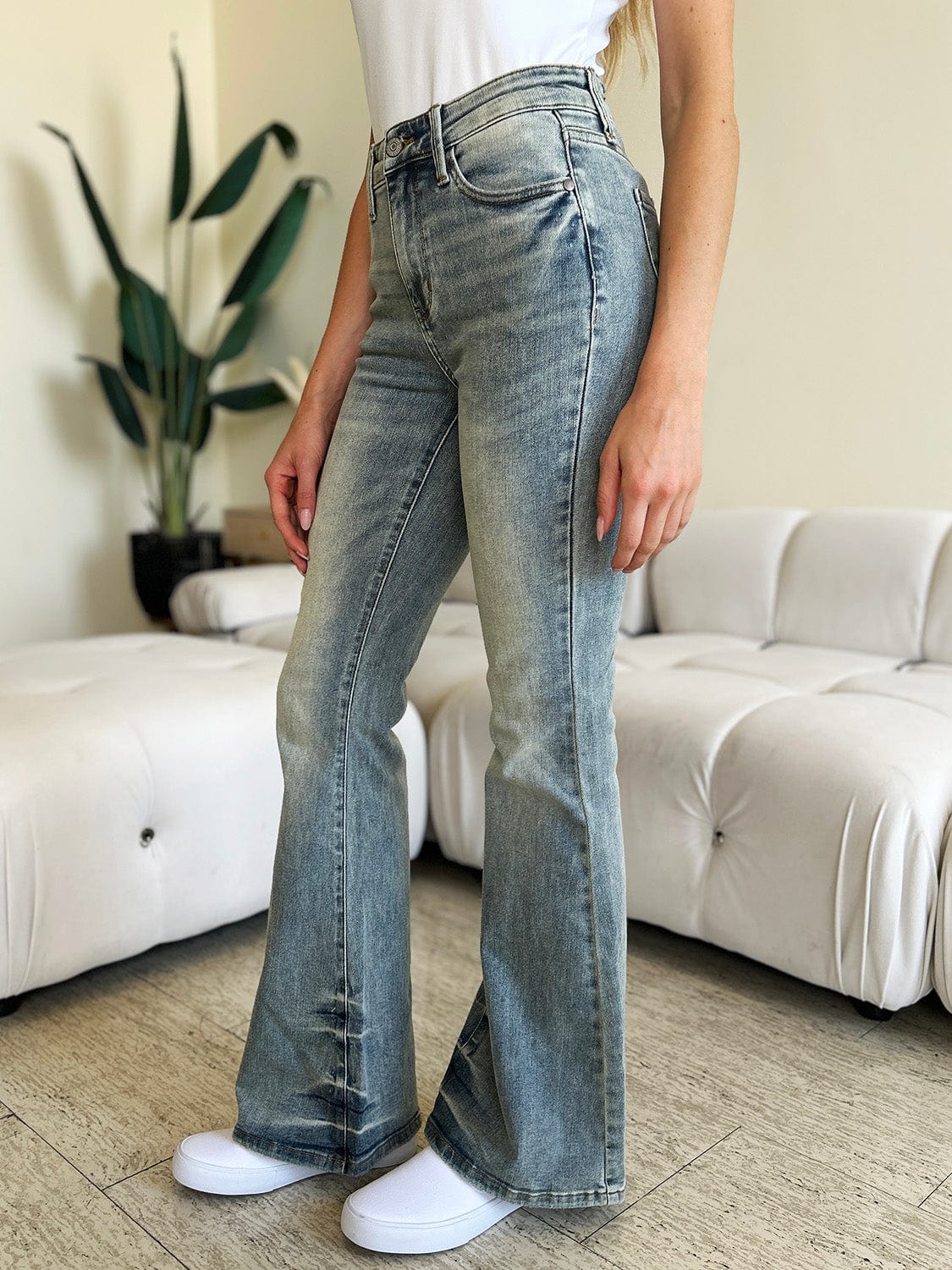 Dark Gray Judy Blue Full Size High Waist Flare Jeans