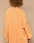 POL Exposed Seam Round Neck Long Sleeve Top