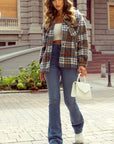 Plaid Collared Neck Jacket with Chest Pockets