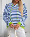 Mandy Striped Long Sleeve Hooded Knit Top