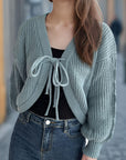 Tied Dropped Shoulder Long Sleeve Cardigan