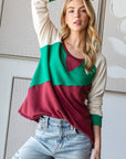 HOPELY Full Size Color Block Long Sleeve T-Shirt