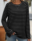 Mandy Striped Round Neck Long Sleeve T-Shirt