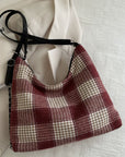 Plaid Adjustable Strap Handbag