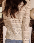 Lace Round Neck Long Sleeve Blouse