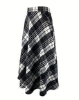 Plaid Midi Skirt with Pocketed