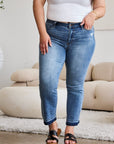 Gray Judy Blue Full Size Release Hem Cropped Bootcut Jeans Sentient Beauty Fashions Apparel & Accessories