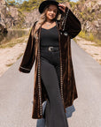 Plus Size Embroidery Open Front Long Sleeve Cardigan