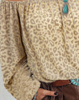 Leopard Off-Shoulder Long Sleeve Blouse