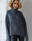 Basic Bae Turtleneck Dropped Shoulder Long Sleeve Sweater