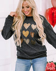 Heart Round Neck Dropped Shoulder Sweatshirt