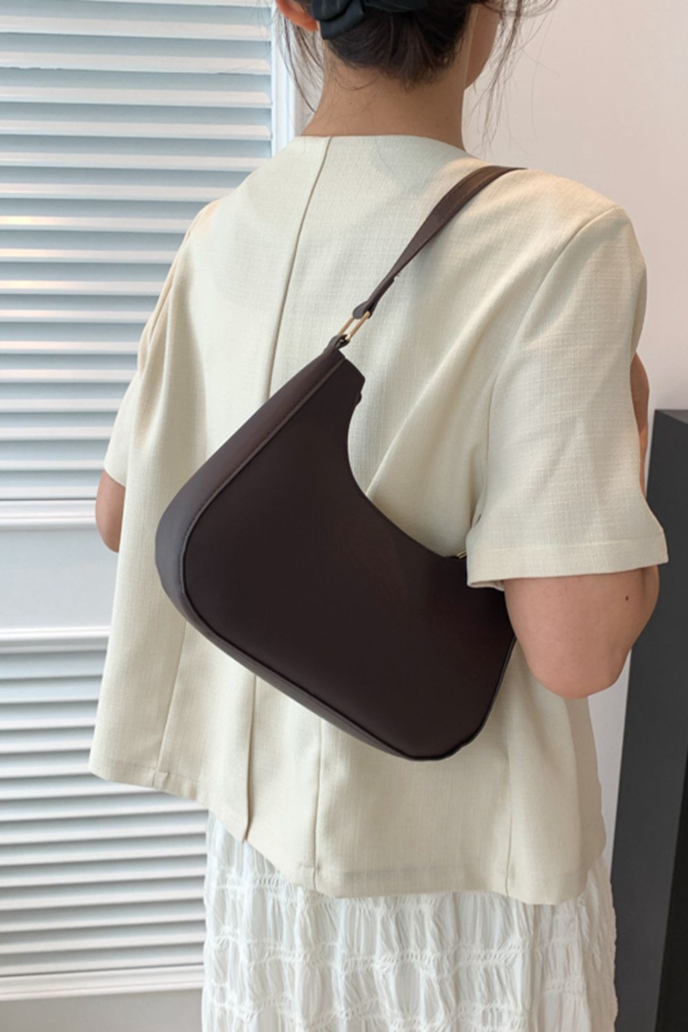 Gray PU Leather Shoulder Bag Sentient Beauty Fashions Apaparel &amp; Accessories