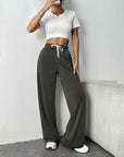 Drawstring Wide Leg Pants with Pockets