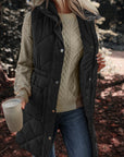 Black Pocketed Zipper and Button Vest Coat