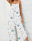 Light Gray Printed Scoop Neck Wide Leg Jumpsuit